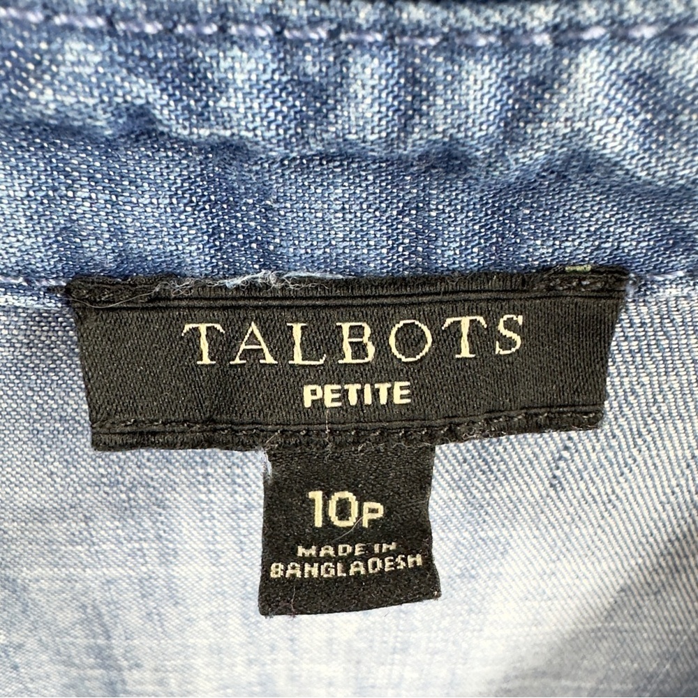 Talbots Denim Shirt Dress Womens 10 Petite Button Down Classic Preppy Minimalist - Picture 4 of 8